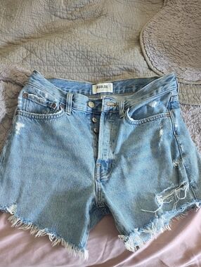 Agolde Light Wash Distressed Denim Cutoff Shorts